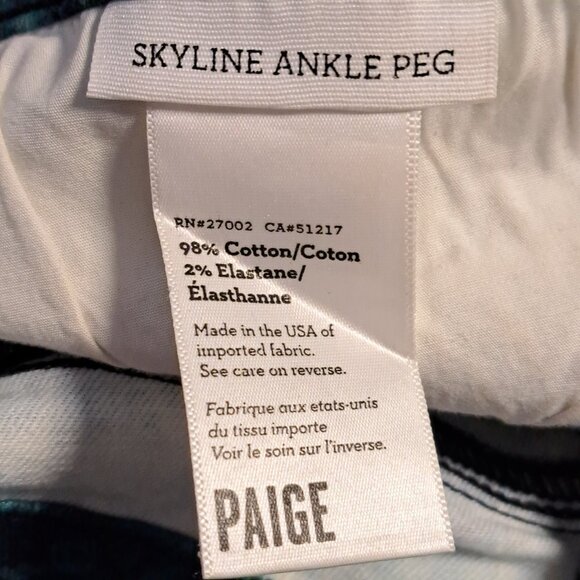 Paige Skyline Ankle Peg Women's Green Floral Watercolor Ankle Jeans Size 30 - Picture 5 of 7